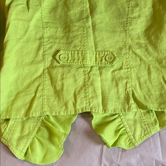 Multiples Neon Green Ruffle Button-Up Blouse - Picture 11 of 16